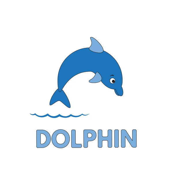 Cartoon Dolphin Flashcard per bambini — Vettoriale Stock