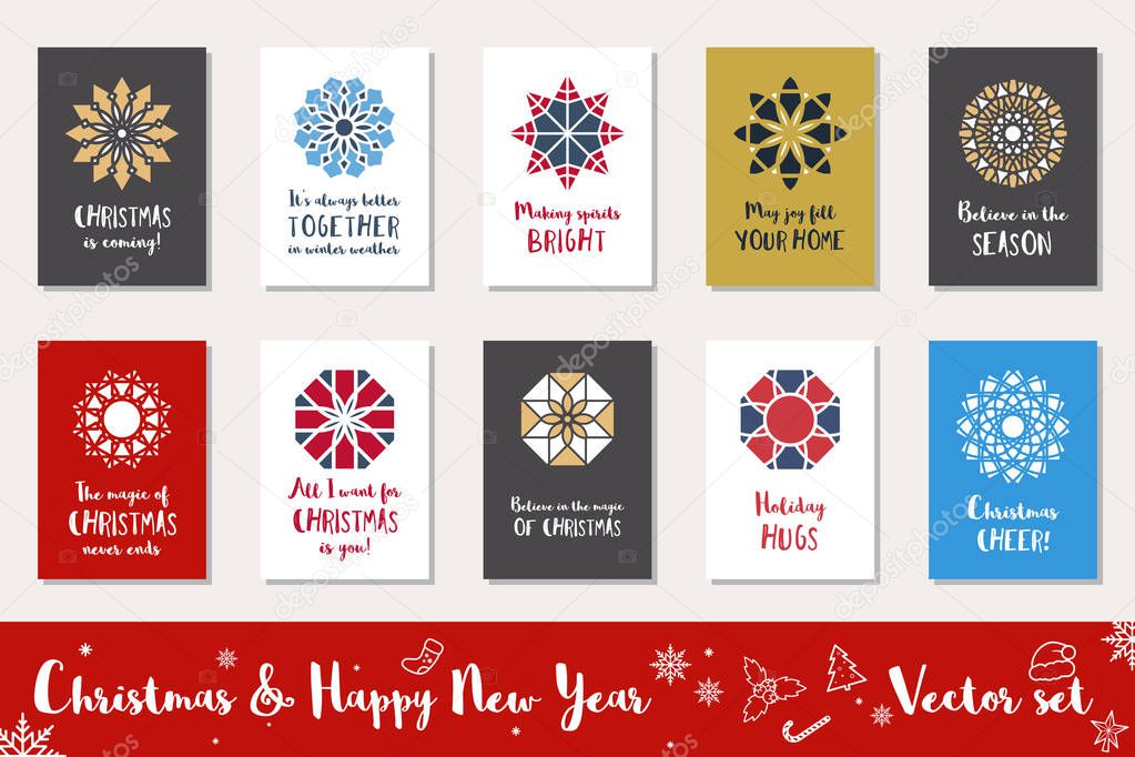 Christmas and Happy New Year vector set