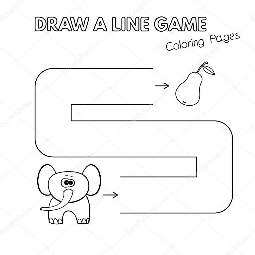 Cartoon Elephant Game For Small Children Draw A Line Vector Coloring Book Pages For Kids Premium Vector In Adobe Illustrator Ai Ai Format Encapsulated Postscript Eps Eps Format
