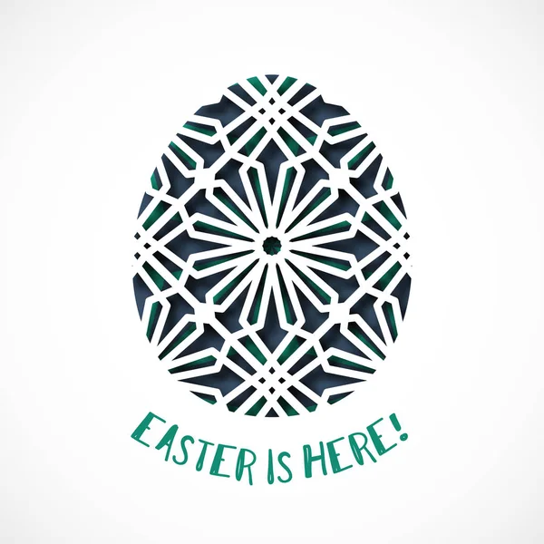 Cartão de saudação Páscoa com ovo ornamental — Vetor de Stock