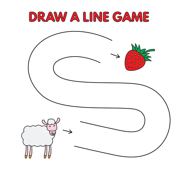 Γελοιογραφία πρόβατα Σχεδιάστε ένα παιχνίδι γραμμή για τα παιδιά — Διανυσματικό Αρχείο