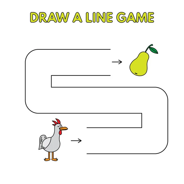 Cartoon Chicken Disegna un gioco di linea per bambini — Vettoriale Stock