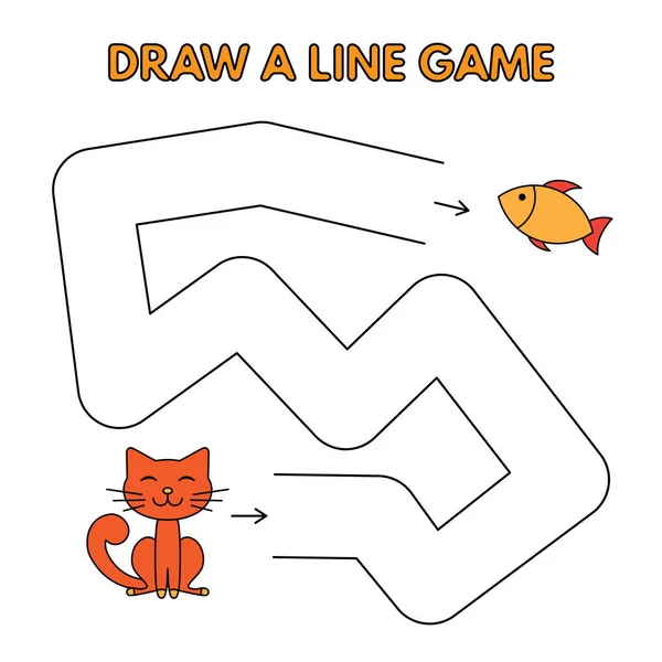 Gatto dei cartoni animati Disegna un gioco di linea per bambini — Vettoriale Stock
