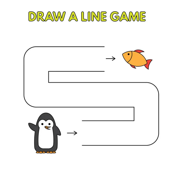 Karikatür penguen çocuklar için bir çizgi oyunu çizin — Stok Vektör