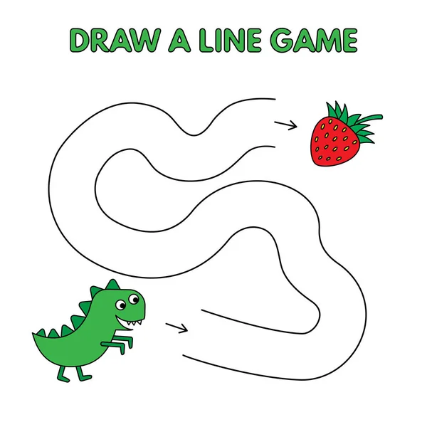 Dessin animé dinosaure Dessiner un jeu de ligne pour les enfants — Image vectorielle