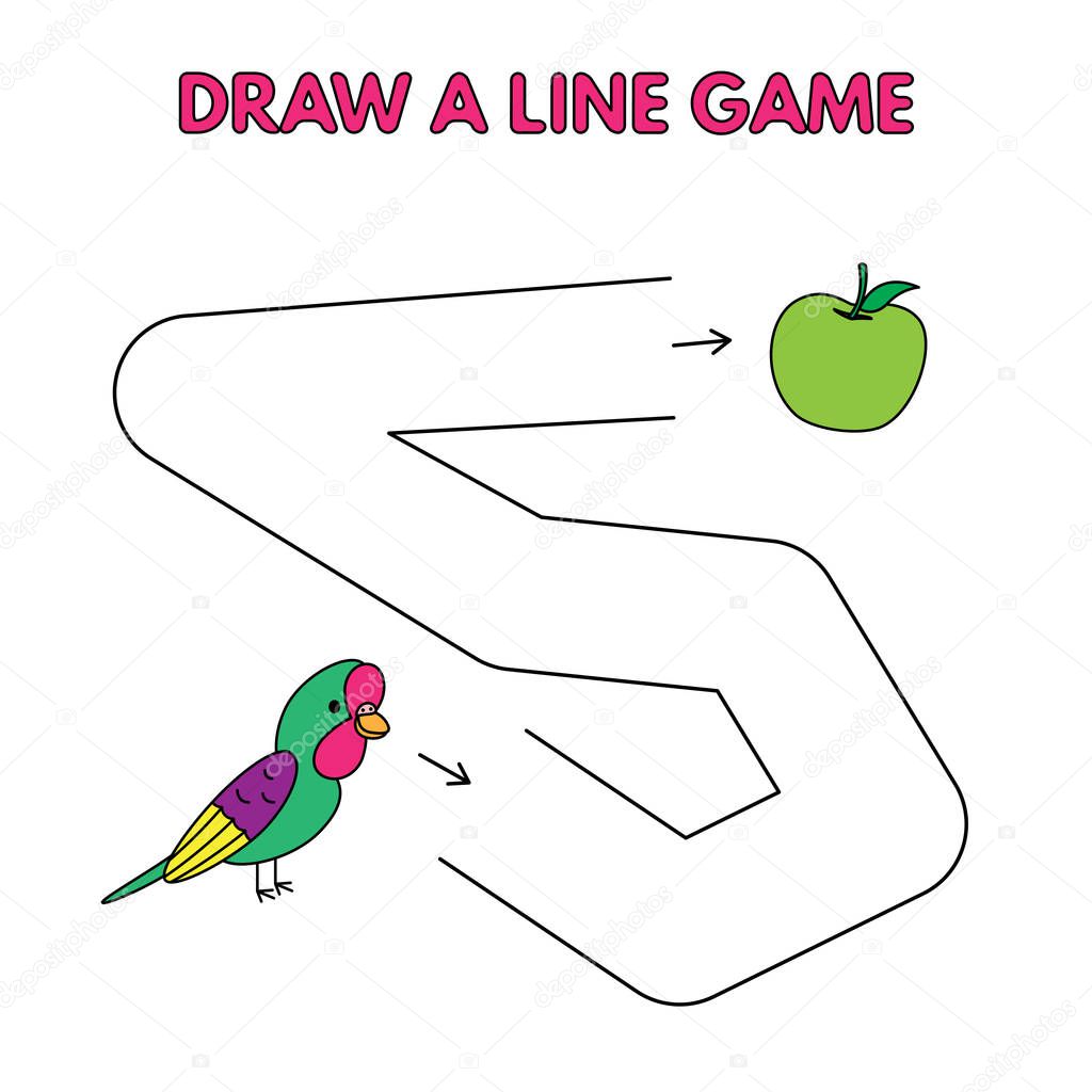 cartoon parrot game for small children draw a line vector design for kids education premium vector in adobe illustrator ai ai format encapsulated postscript eps eps format wdrfree