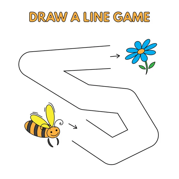 Cartoon Bee Disegna un gioco di linea per bambini — Vettoriale Stock