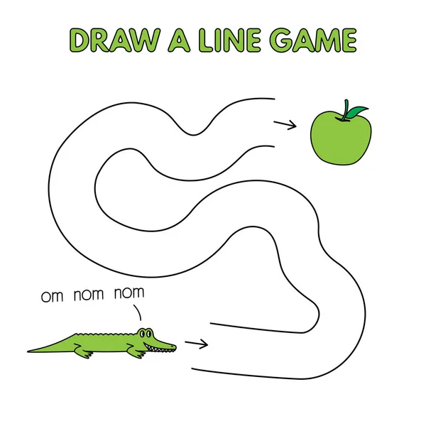 Cartoon Alligator draw een lijn spel voor kinderen — Stockvector