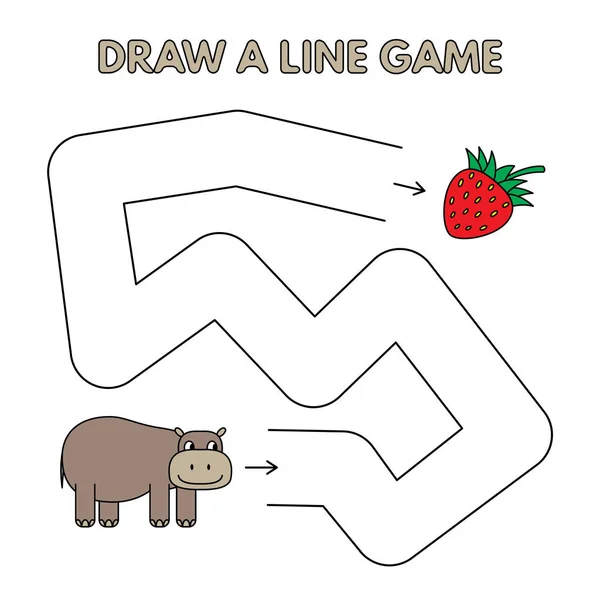 Κινούμενα σχέδια ιπποπόταμος Draw ένα παιχνίδι γραμμή για τα παιδιά — Διανυσματικό Αρχείο