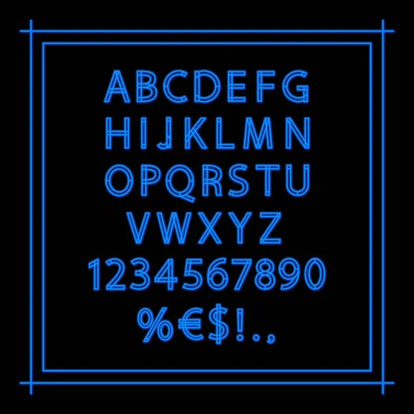 Синий неоновый линейный векторный алфавит — стоковый вектор