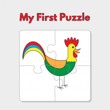 Karikatür horoz Puzzle çocuklar için şablon