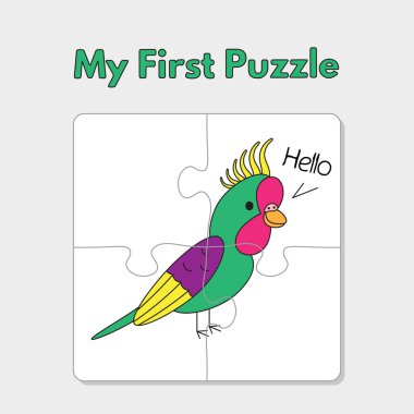 Çocuklar için karikatür Parrot puzzle Template