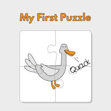 Karikatür Duck Puzzle çocuklar için şablon