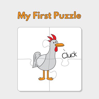 Karikatür Tavuk Puzzle çocuklar için şablon