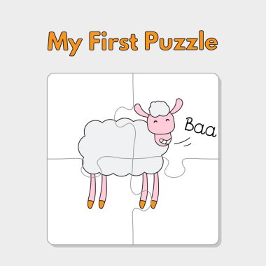 Çocuklar için karikatür koyun bulmaca şablonu