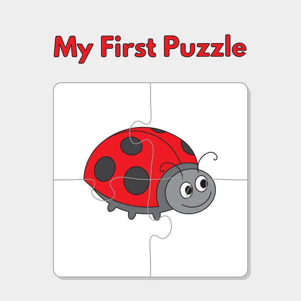 Cartoon lieveheersbeestje puzzel sjabloon voor kinderen — Stockvector