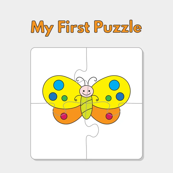 Cartoon Butterfly puzzel sjabloon voor kinderen — Stockvector