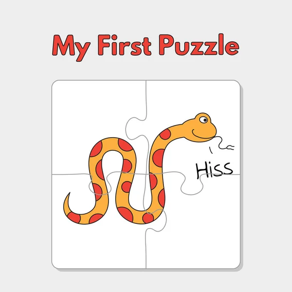 Cartoon Snake puzzel sjabloon voor kinderen — Stockvector