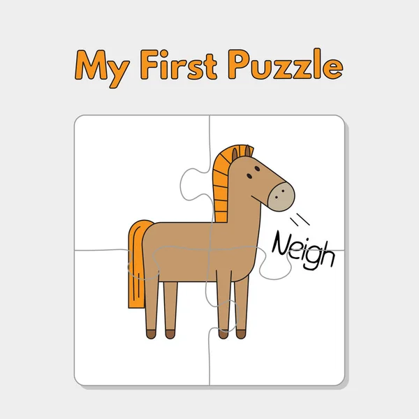 Cartoon paard puzzel sjabloon voor kinderen — Stockvector