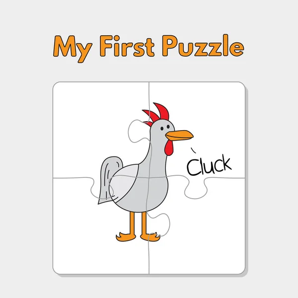Cartoon kip puzzel sjabloon voor kinderen — Stockvector
