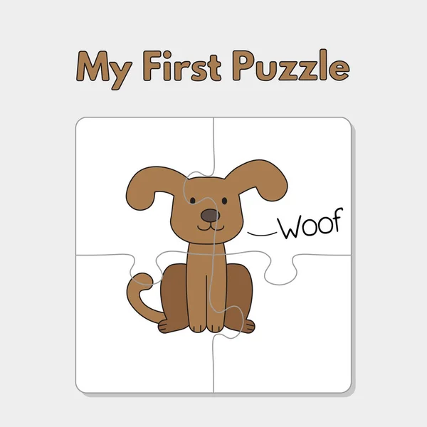 Cartoon Dog puzzel sjabloon voor kinderen — Stockvector