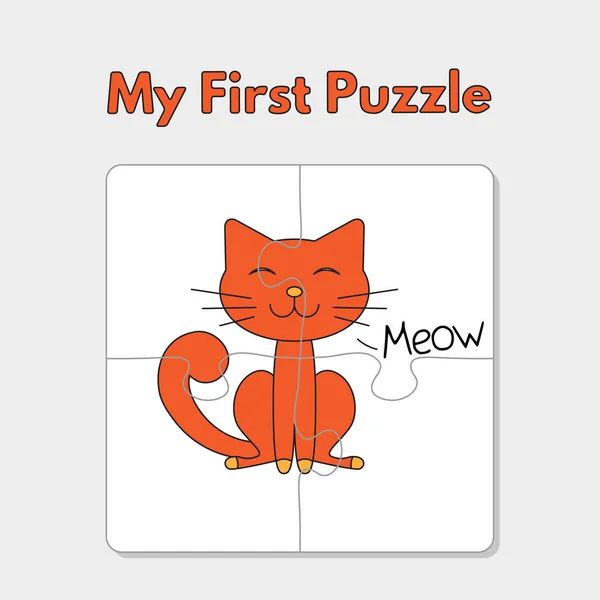 Modèle de puzzle de chat de dessin animé pour les enfants — Image vectorielle