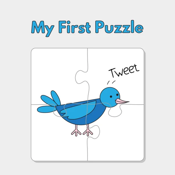 Cartoon Bird puzzle szablon dla dzieci — Wektor stockowy