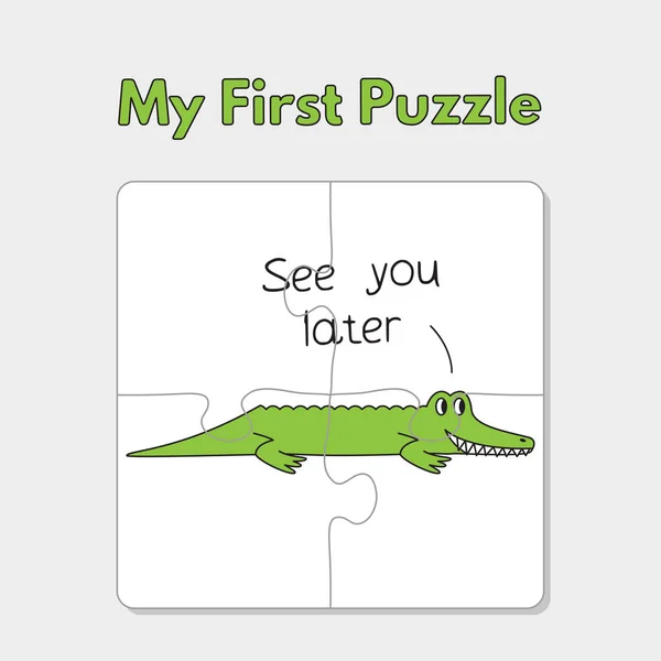 Cartoon szablon aligator puzzle dla dzieci — Wektor stockowy