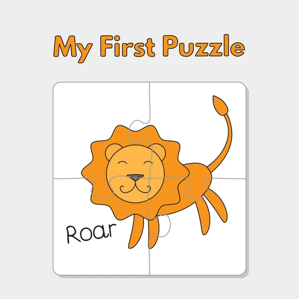 Cartoon Lion puzzle szablon dla dzieci — Wektor stockowy