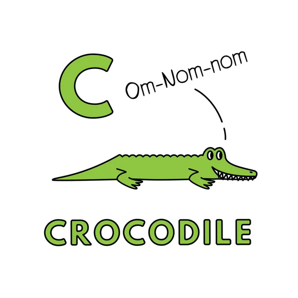 Vector cute cartoon dieren alfabet. Krokodil illustratie — Stockvector