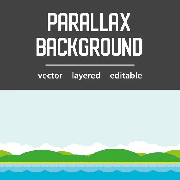 Sea Parallax Background. Vector Layered Illustration — Stock Vector