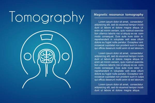 Vector Gezondheidszorg Lineaire Tomografie Achtergrond met Brain Symbool en Tomograaf — Stockvector