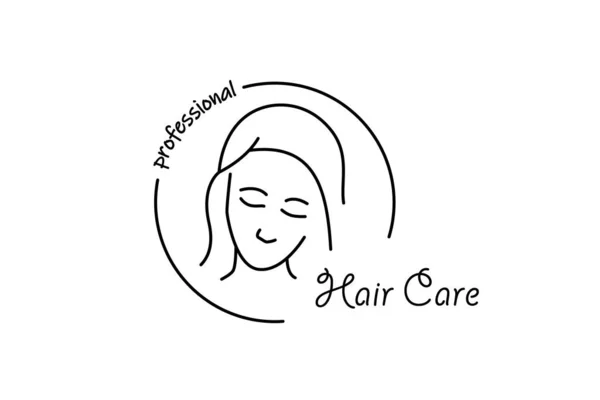 Vector Hair Care Linear Icon mit junger Schönheit — Stockvektor