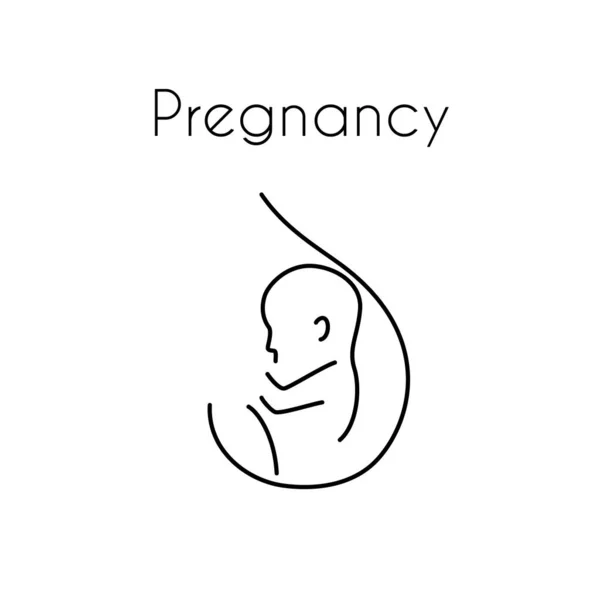 Icona della gravidanza. Segno di genecologia medica. Simbolo ostetrico. Icone lineari su sfondo bianco. Vettore — Vettoriale Stock