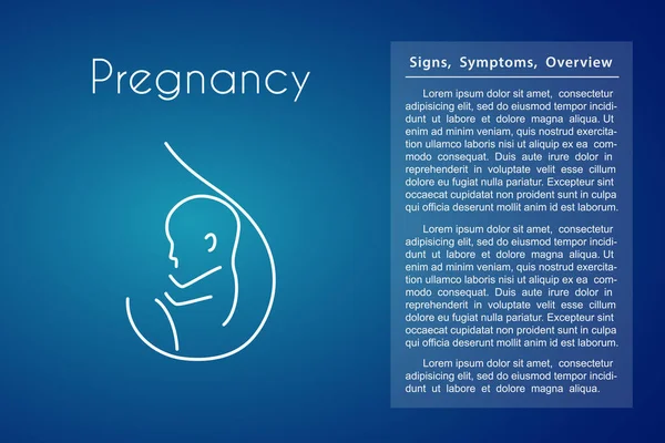 Vector Healthcare Linear Pregnancy Background with Fetus in Utero — 스톡 벡터