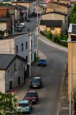 Radzionkow, Polonya - 03 2018 A görünüm Street Radzionkow şehirde olabilir. Polonya Silezya