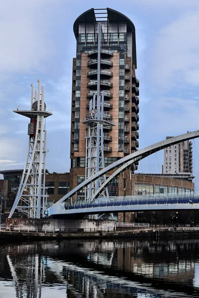 Manchester Aralık 2019 Salford Quay Köprüsü Manchester — Stok fotoğraf