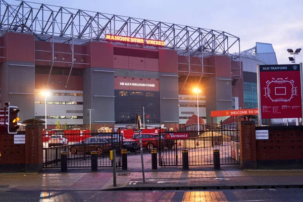 Manchester December 2019 Manchester United Stadium Evening — Stock Photo, Image