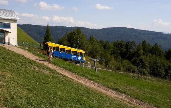 Zar Mountain Beskid Poland August 2020 Car Zar Railway — Stock Photo, Image