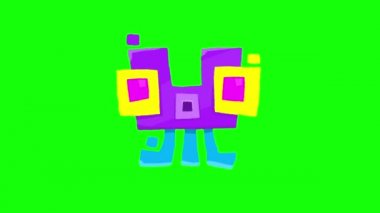 İzole edilmiş arka planda komik animasyon karakteri. Soyut canavar robot