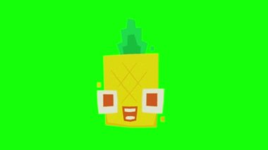 İzole edilmiş arka plandaki komik animasyon gif karakteri. Mutlu ananas.