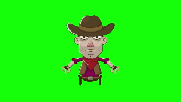 Desenhos Animados Animação Engraçada Personagem Gif Fundo Isolado Cowboy Humor — Vídeo de Stock