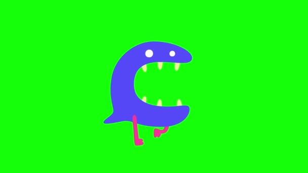Cartoon Lustige Animation Gif Charakter Auf Isoliertem Hintergrund Blauer Monster — Stockvideo