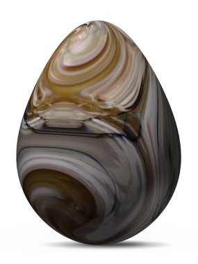 Mermer taklit ile renkli ustaca boyalı yumurta, beyaz arka planda izole 3D render