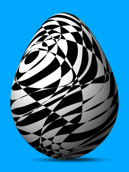Черно Белое Остроумное Окрашенное Яйцо Различных Хаотических Форм Линий Рендеринг — стоковое фото