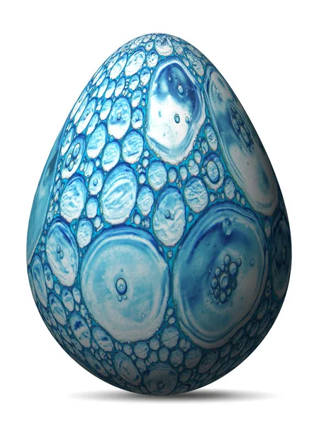 Барвисте Геніальне Блакитне Пофарбоване Яйце Акварельною Імітацією Візуалізація Ізольовано Білому — стокове фото