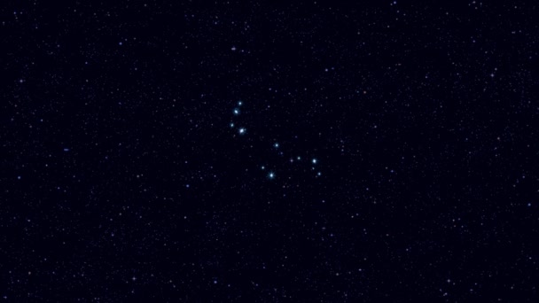 Constelación Aries Acercando Gradualmente Imagen Giratoria Con Estrellas Contornos Vídeo — Vídeo de stock