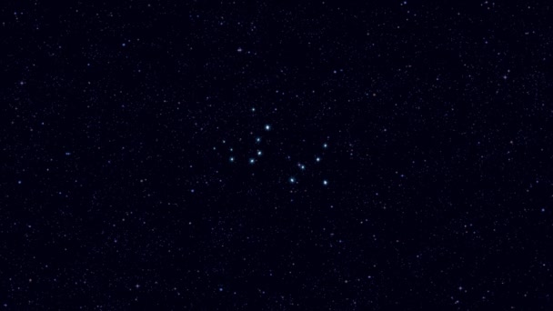 Konstelacja Leo Lwa Stopniowo Powiększając Obracający Się Obraz Gwiazdami Konturami — Wideo stockowe