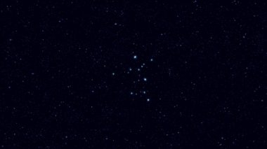 Andromeda Takımyıldızı, yıldızlarla ve ana hatlarla kademeli olarak dönen resim, 4K eğitim videosu 