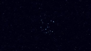 Centaurus takımyıldızı, yıldızlarla ve ana hatlarla kademeli olarak dönen resim, 4K eğitim videosu